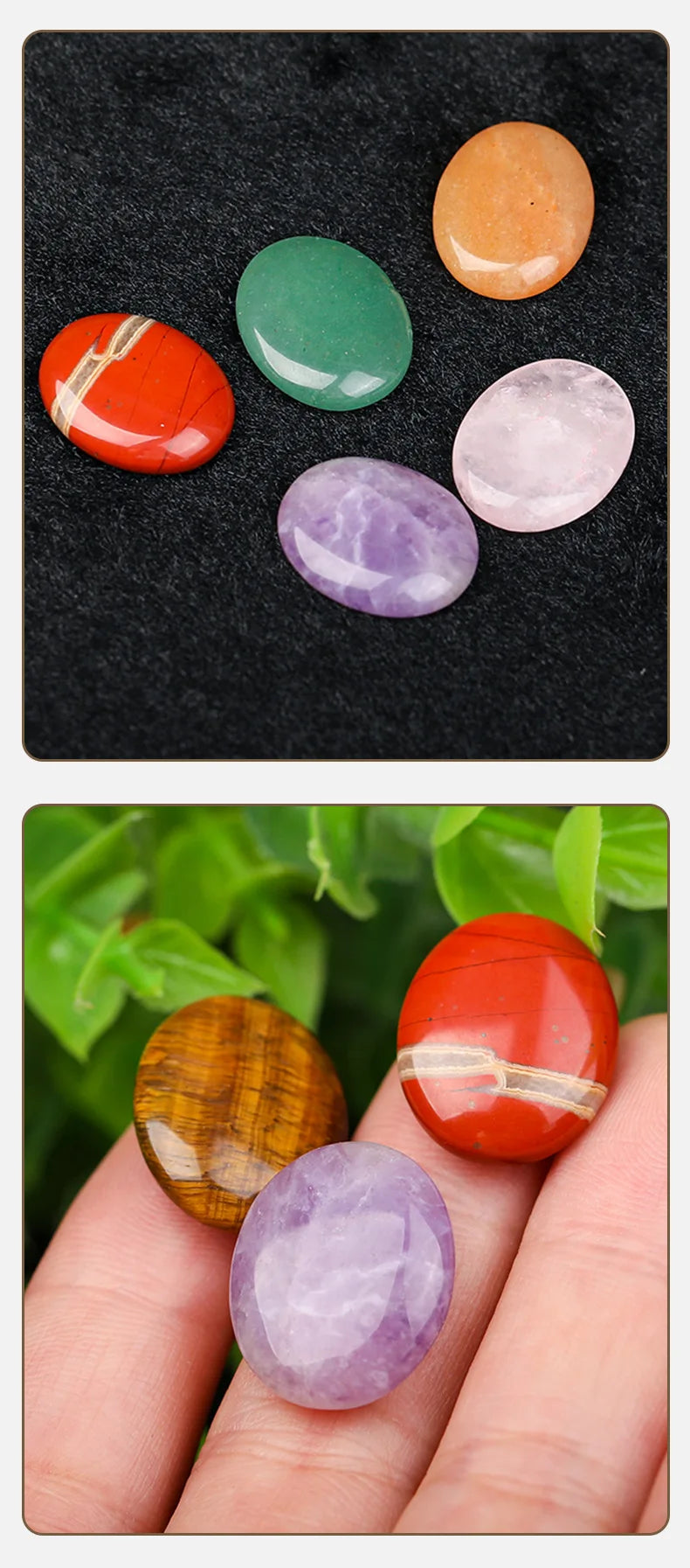 JH18-1 5/10Pcs Natural Crystal Palm Stone, 2cm Oval Shaped Raw Gemstone for Handheld Worry Stone Reiki Healing Massage Decor