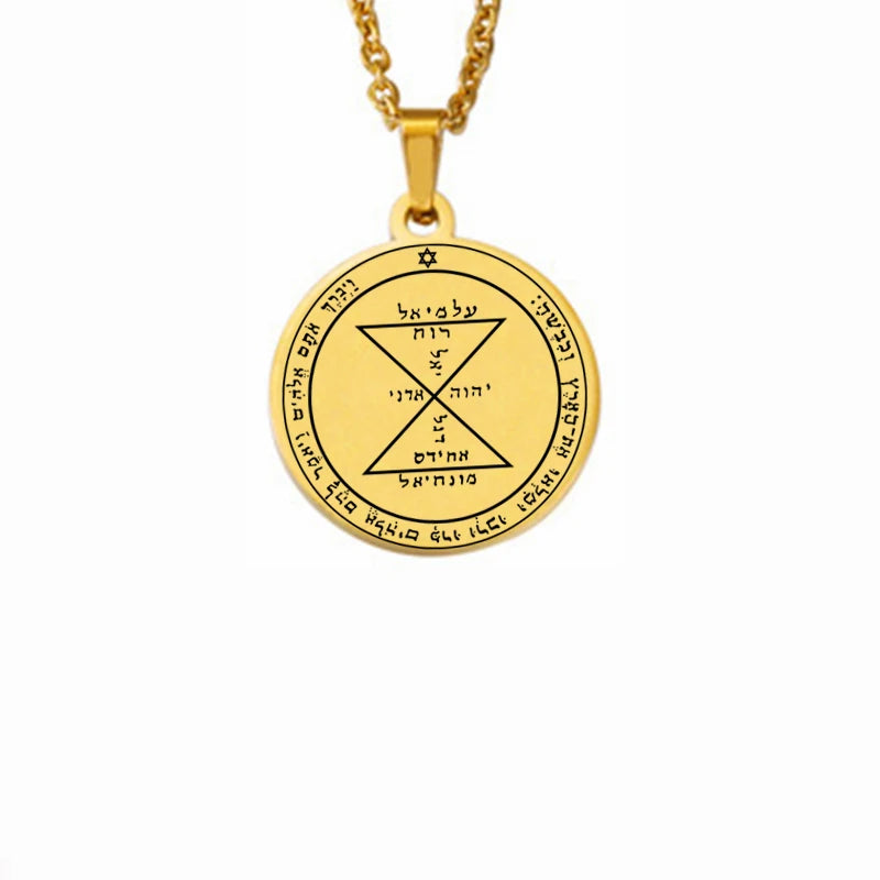 King Solomon Seal Talisman Amulet Jewelry Prosperity Manifest Love Pentacles Coin Medallion Stainless Steel Pendant Necklace