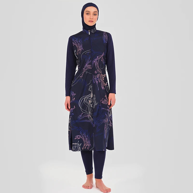 3PCS/Set Muslim Modest Burkini Femmes Swimwear Long Women Waterproof Swimming Suit Long Sleeve Swimsuit Hijab, Top, Pant