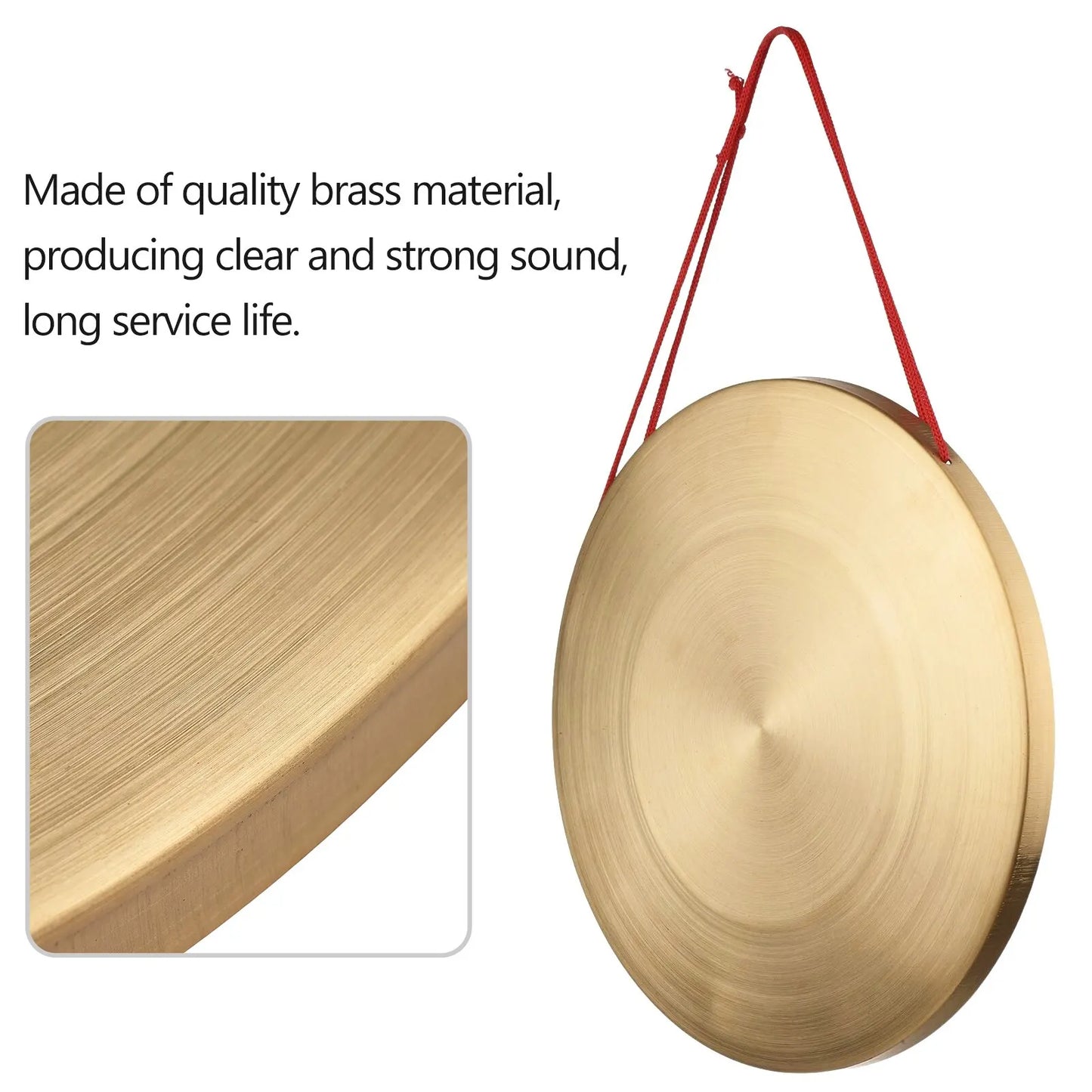 15/22/30cm Hand Gong Cymbals Brass Copper Gong Chapel Opera Percussion Instrument with Round Play Hammer