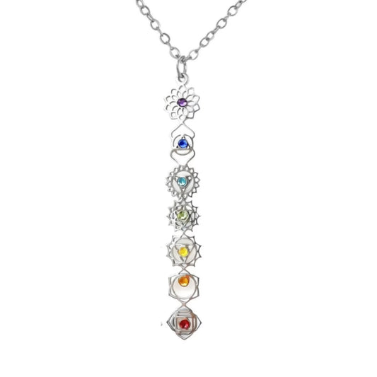HIPEE 7 Chakra Yoga Necklace with Colorful Stone Stainless Steel Pendant for Meditation Boho Spiritual Gift