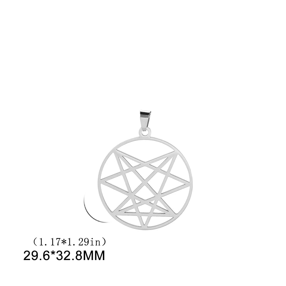 EUEAVAN 1pc Order of Nine Angles Symbol Pendant Amulet Stainless Steel Round Pendants Sacred Geometric Charms Jewelry Making