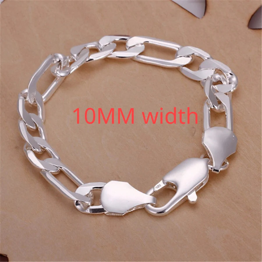 Hot Sale 925 Sterling Silver Chain Solid Bracelet for Women Mens Charm Party Gift Wedding Fashion Jewelry