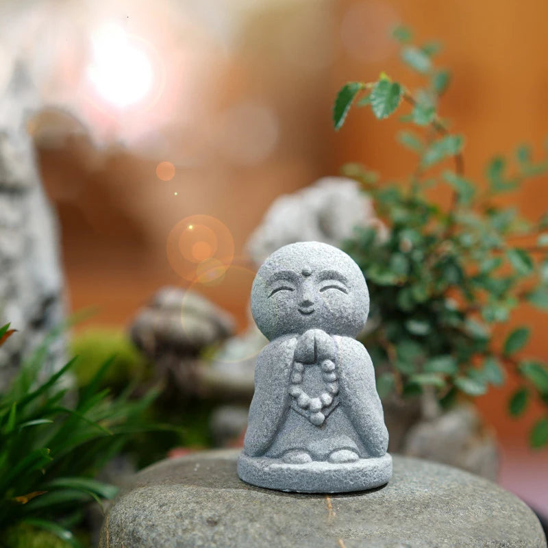Buddha Statues Cute Little Jizo Buddha Sculpture Figurines Garden Ornaments Japanese Buddha Ksitigarbha Aquarium Bonsai