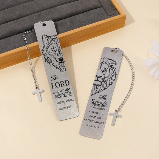 The Lion King Bookmark with Cross Pendant ,Bible Verse Inspirational Religious Gift, Christian for Reading Lovers Book Accessory