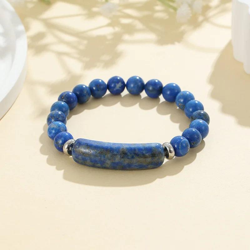 1pc Healing Handmade Stone Bracelet Turquoise Natural Malachite Gemstone Crystal Rough Bracelet Body Energy Yoga