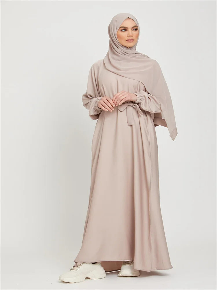 Hot Selle Simple Style Moroccan Dresses Kaftan Turkey Solid Color Gulf Abayas Islamic Women Long Dress Muslim Saudi Robe Ramadan