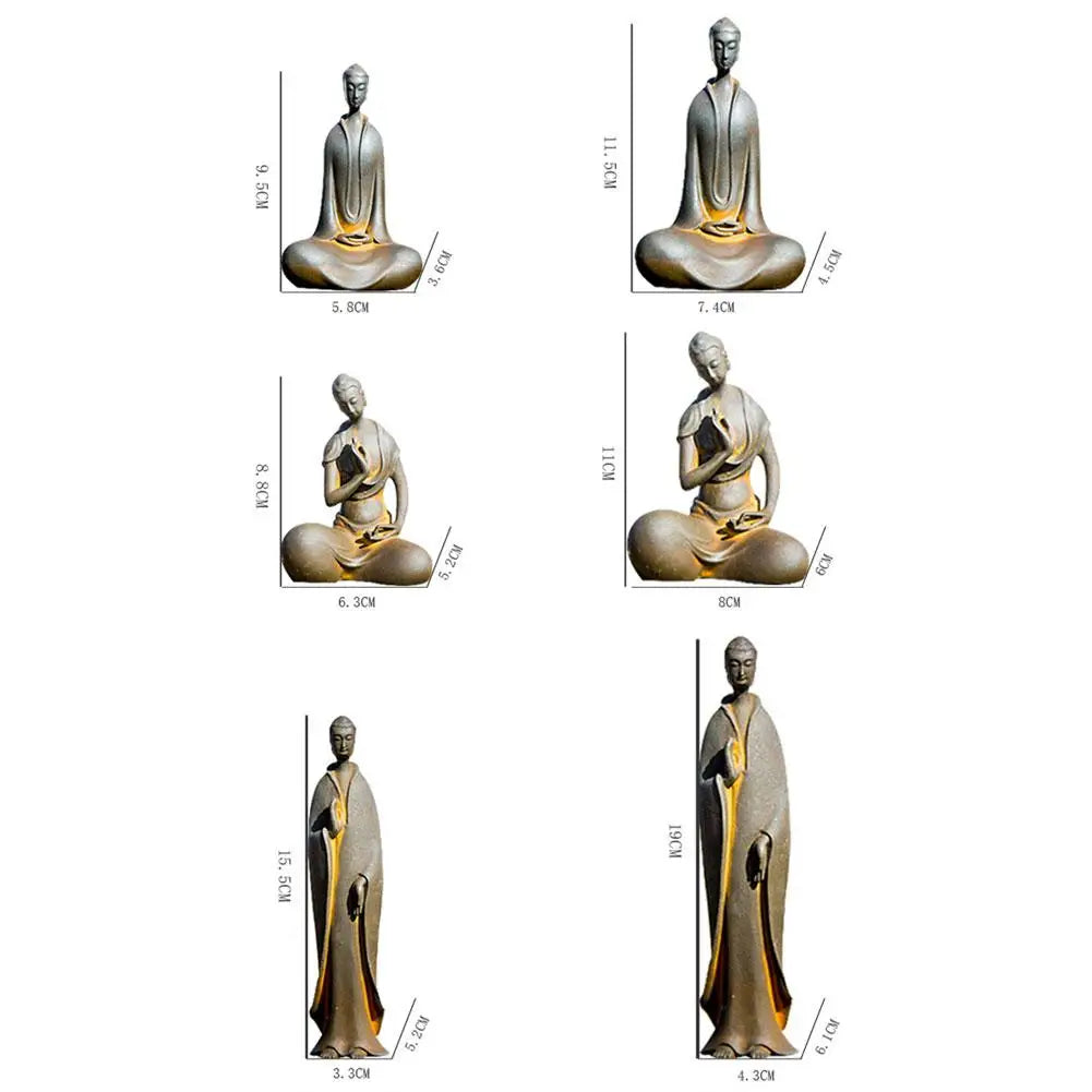 Mini Buddhist Monks Figurines Garden Buddha Zen Statue Tibetan Buddha Figurines Garden Ornament Meditating Buddha Sculpture