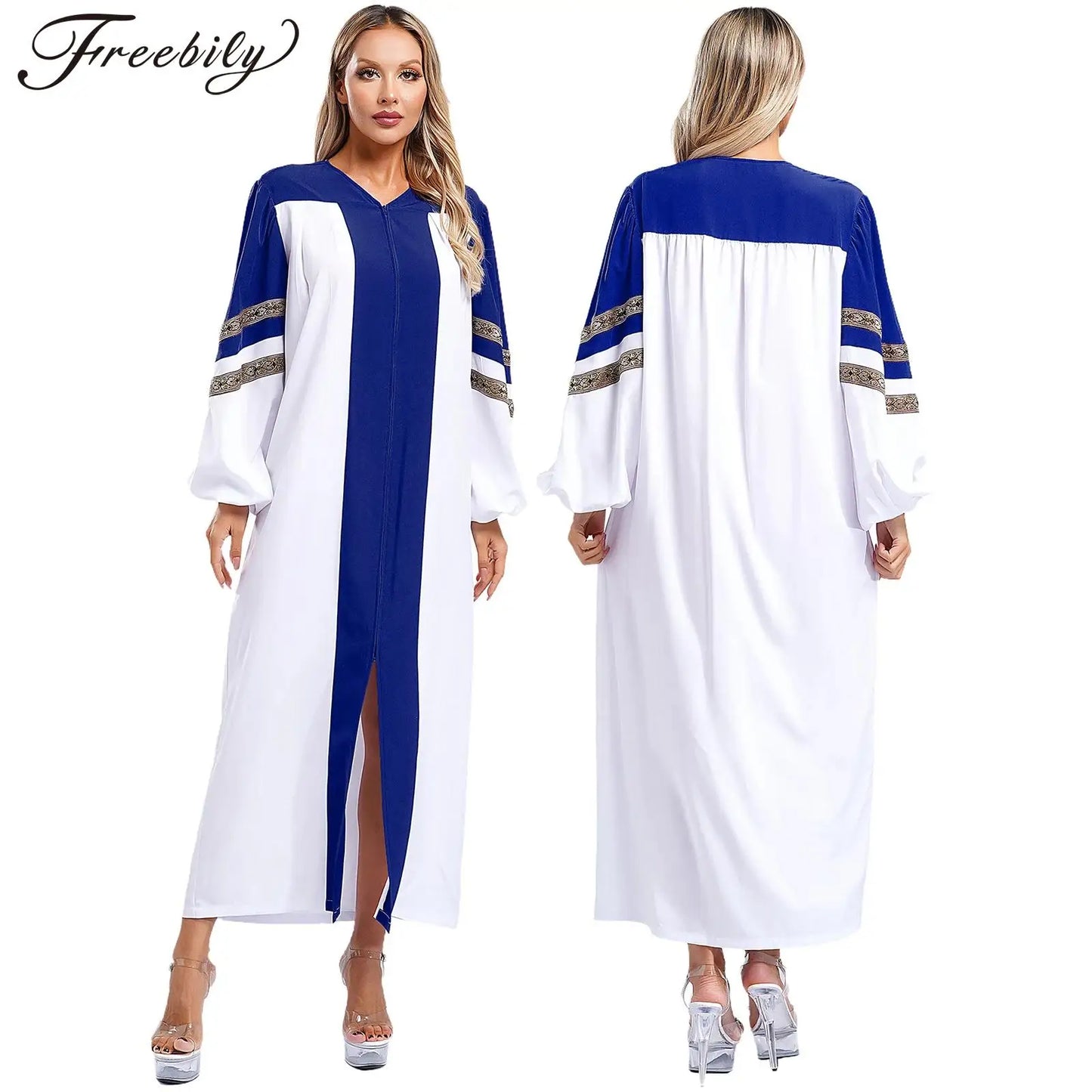 Women Men Pastor Gown Church Choir Robe Halloween Catholic Clergy Cosplay Costume Long Sleeve Zipper Christian Priest Dress