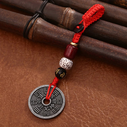 New Creative Copper Coin Car Keychain Star Moon Bodhi Handmade Pendant Phone Chain Key Ring Wholesale