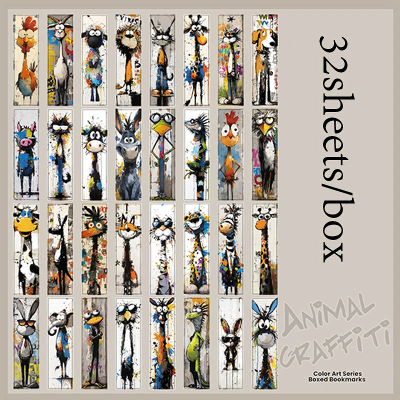 Mr.Paper 32pcs Color Art Series Bookmark Set for Reading Page Markers, Students Gift, Bible Journaling Supplies, Box Packaged