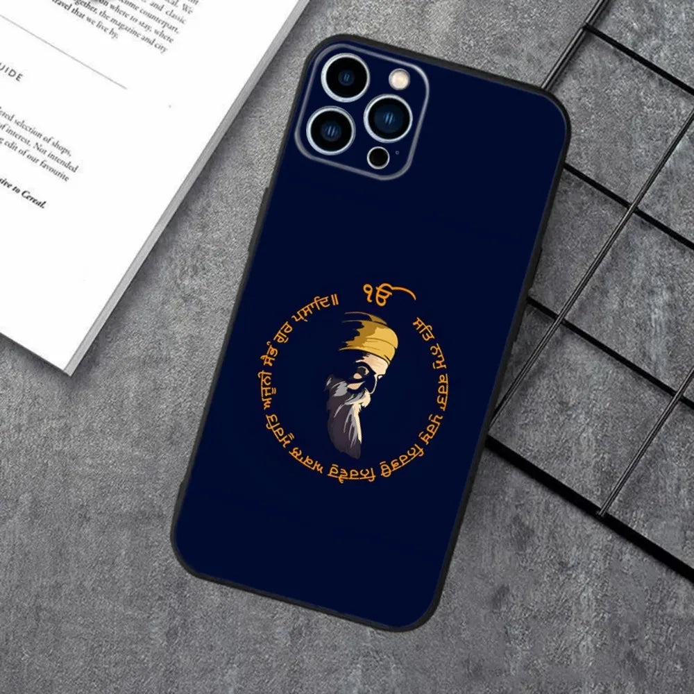 Sikh Khanda Sikhism Phone Case For iPhone 16,15,14,13,12,11,XS,XR,X,8,7,Pro,Max,Plus,mini Silicone Black Cover