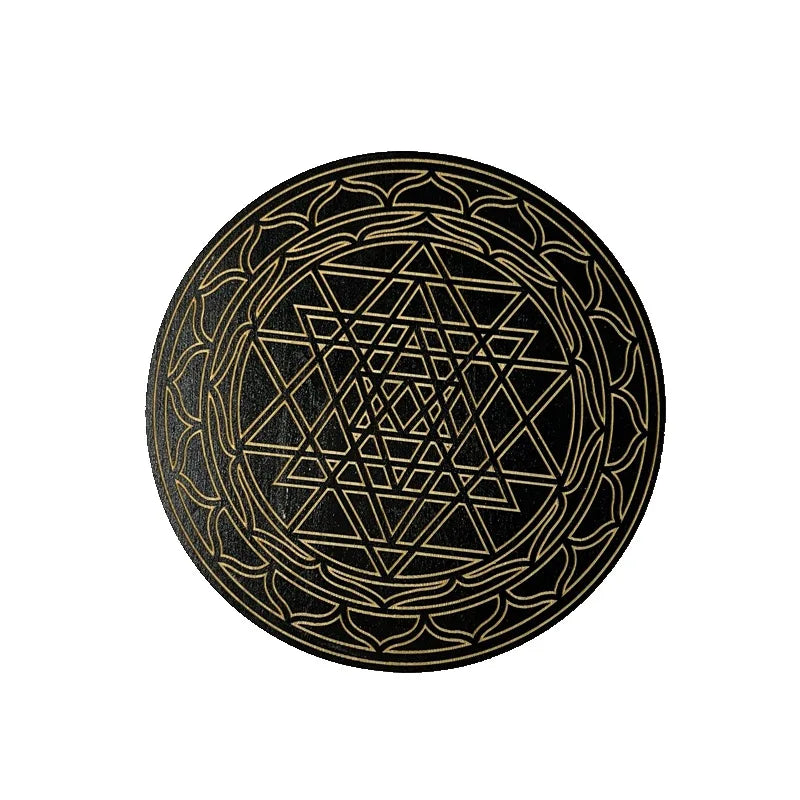 Muy Bien 1PC Wooden Pendulum Board for Divination Meditation Metaphysical Altar Coaster Crystal Base Mat Signs for Home Decor