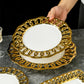 Gold Plated Hollow Out Ceramic Plate Steak Plate Dessert Snack Plate Fruit Salad Plates Service Plates Restaurant Tableware