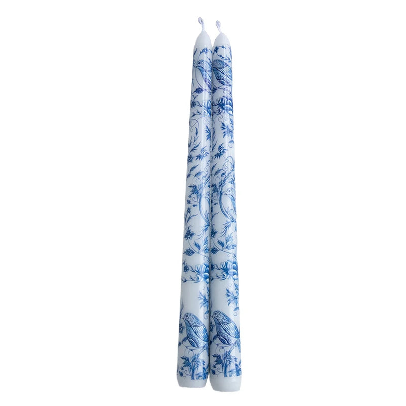 2pcs/set Scented Candles Chinese Hand-painted Blue And White Porcelain Long Candle Soy Wax Candles Party Wedding Home Decor