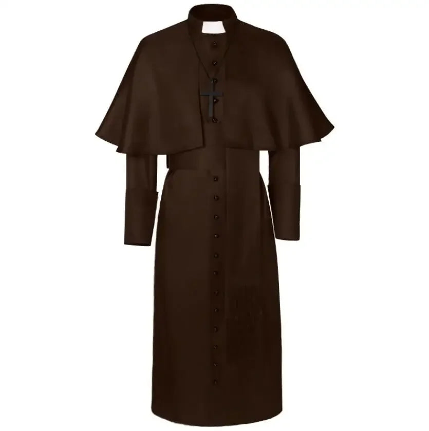 Medieval Priest Cosplay Costume Catholic Cassock Robe for Church Pastor Missionary Clergy