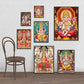 India Hindu Golden Ganesha Temple Poster Shiva Parvati Painting Canvas Prints Elephant God Religion Picture Room Hoom Wall Decor