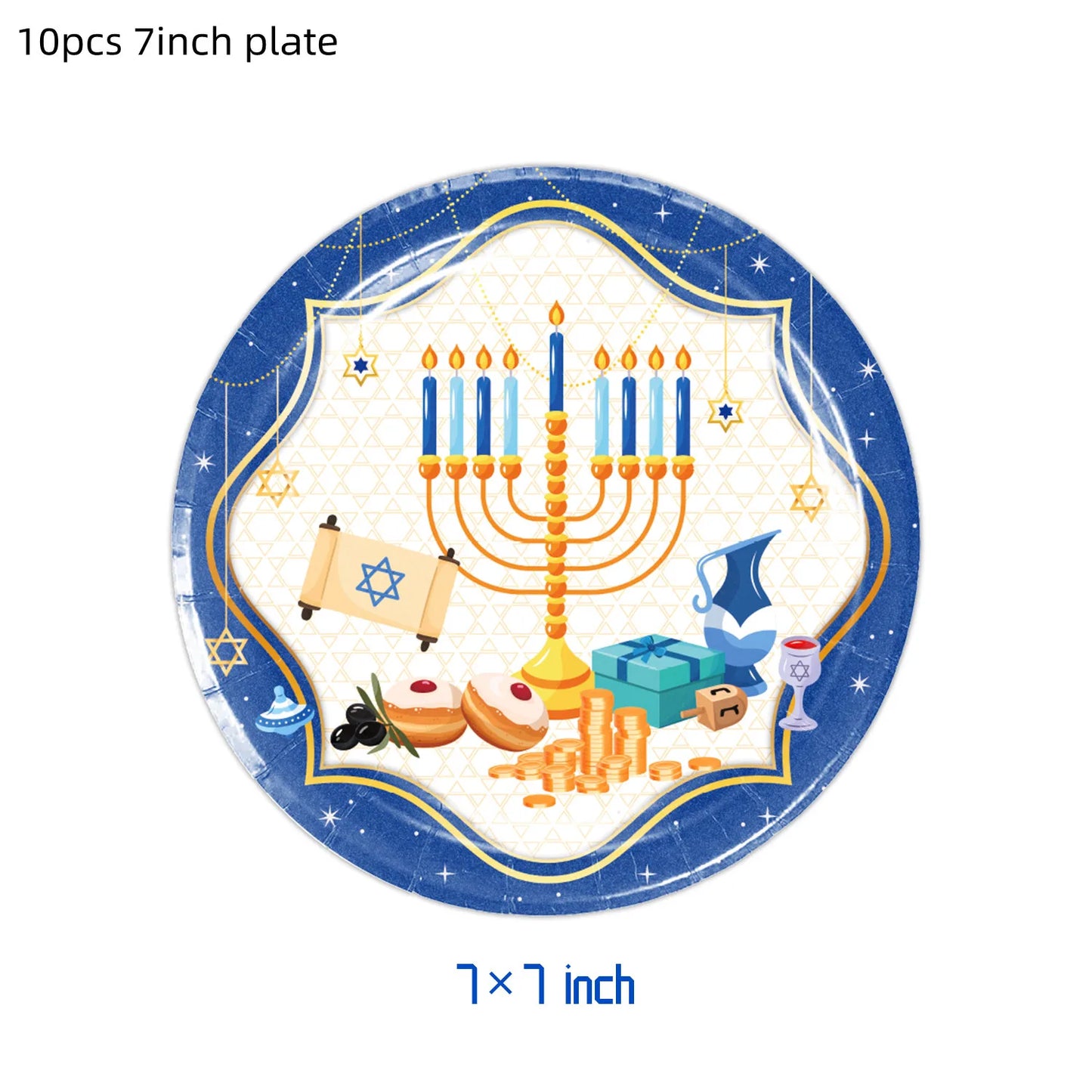Jewish Hanukkah Birthday Party Decoration Cake Topper Balloon Candle Chanukah Party Supplies Tableware Banner Backdrop