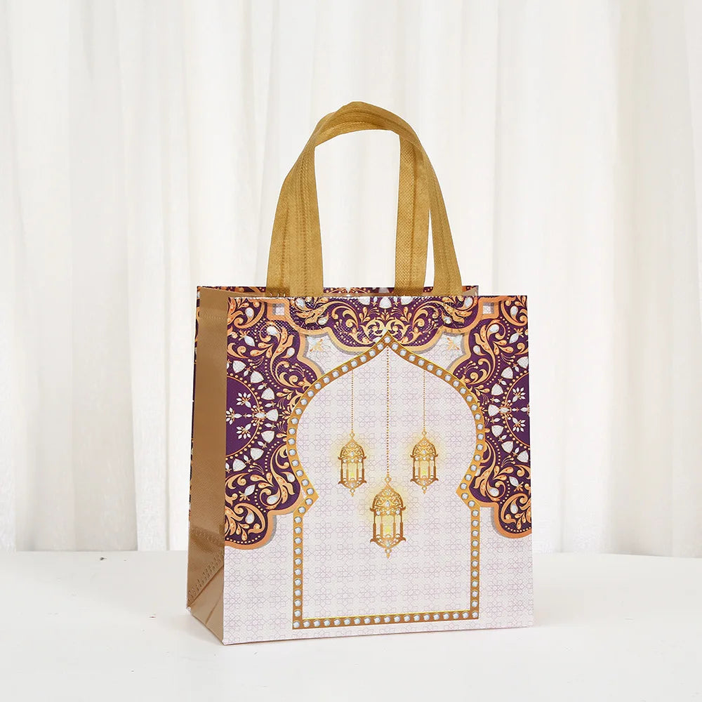 16/4Pcs Umrah Gift Bag with Handle Eid Mubarak Cookie Candy Packaging Bag Box Muslim Islamic Festival Party Decor Supplies