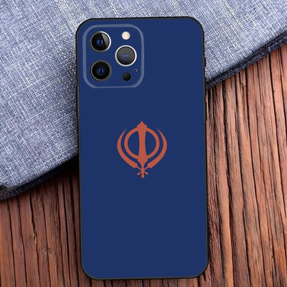 Sikh Khanda Sikhism Phone Case For iPhone 16,15,14,13,12,11,Pro,X,XS,Max,XR,Plus,Mini Soft Black Cover