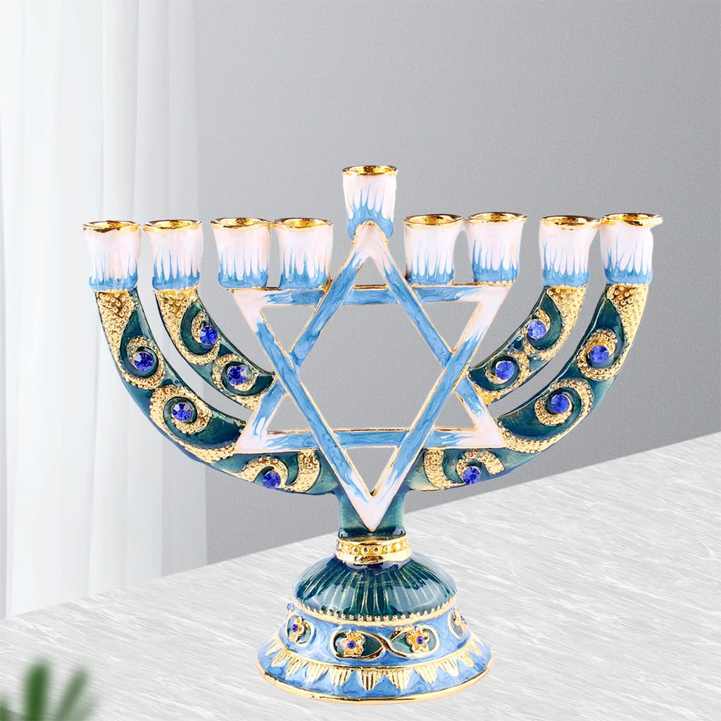 Hanukkah Star Menorah David Candelabra Candle Candlestick Holder Hand Paited Home Decoration Party Festival Candleholder Gifts