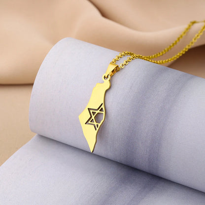 Stainless Steel Israel Star of David Pendant Necklace Unisex Couple Ethnic Patriotic Jewelry Gift Hot Sale European Style