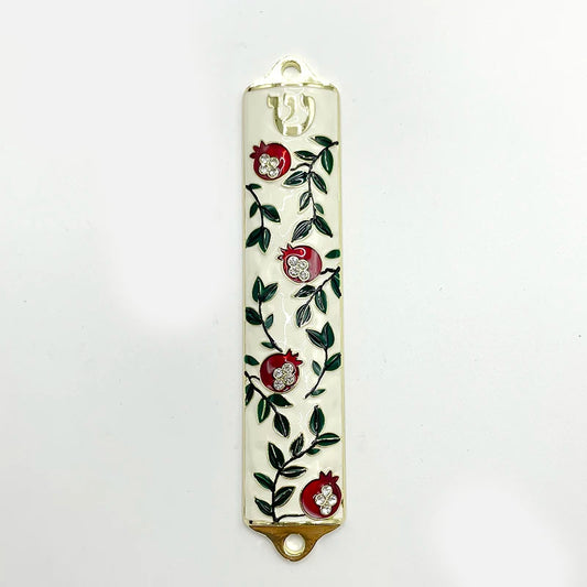 Hand Painted Mezuzah Case Pomegranate Tree Design Jewish Mezuzah Cover with Scroll Home Blessing Present Gift for Festival