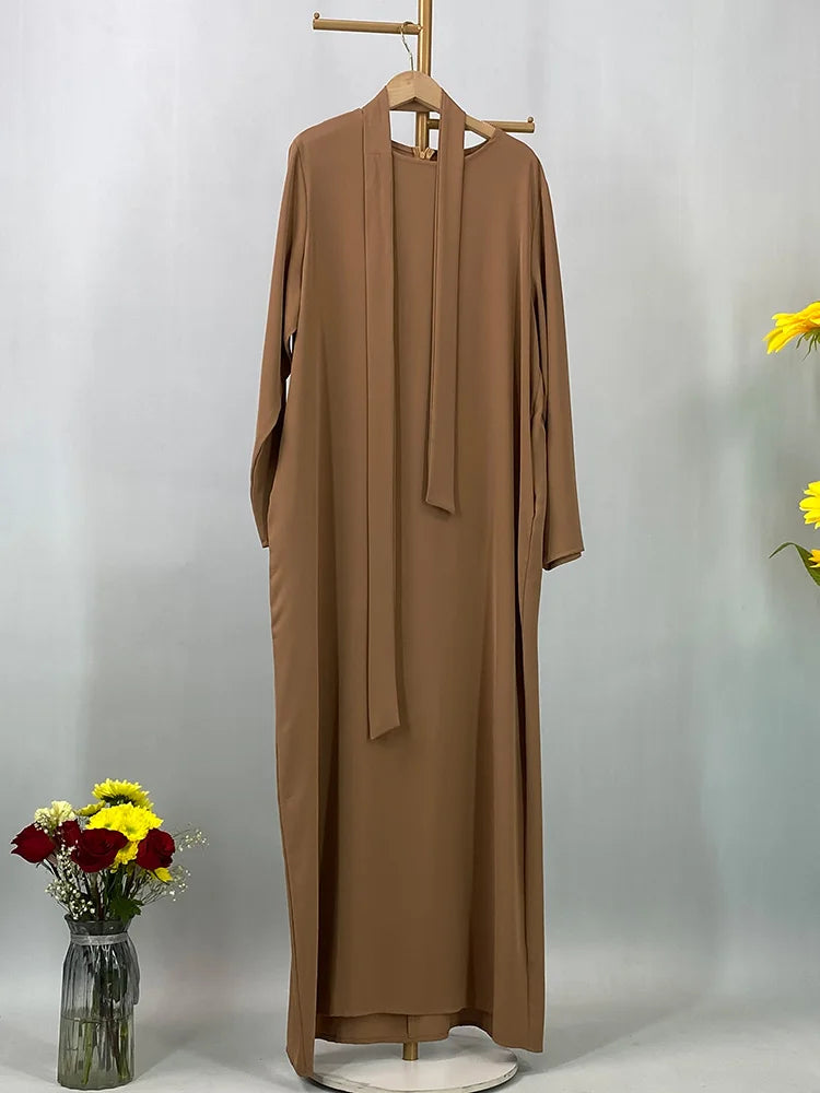 Hot Selle Muslim Woman Abaya With Pockets Islamic Casual And Simple Long Dresses Moroccan Caftan Woman Dubai Abaya Ramadan Black