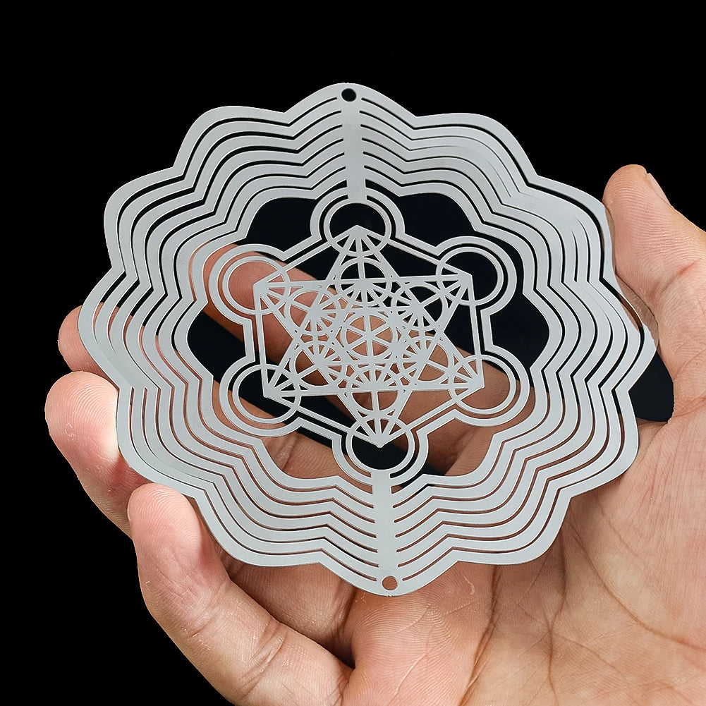 Metatron Cube Wind Spinner Archangel Sacred Geometry Amulet Religious Spiritual Meditation Hanging Decor Rotating Wind Catcher