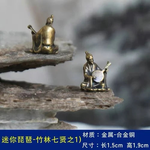 Micro Landscape Bronze Chinese Buddha Ancient Tea Ceremony Zen Moss Rockery Bonsai Sand Table Decorationfairy Garden Miniatures