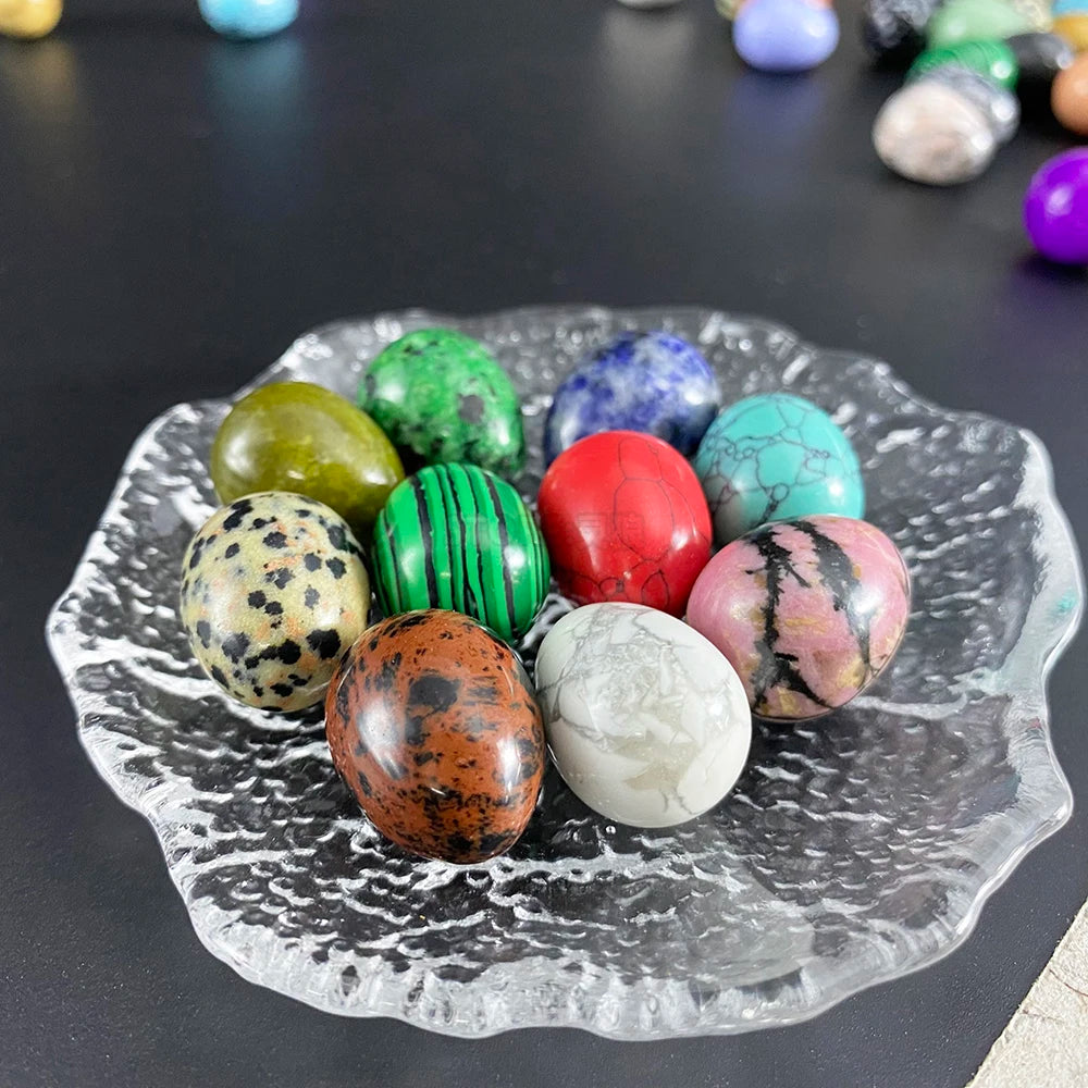 EG1-7 Mini Natural Stone Egg, Small Polished Egg Shaped Stone for Meditation Stress Relief Fidget Palm Desk Decor Gift