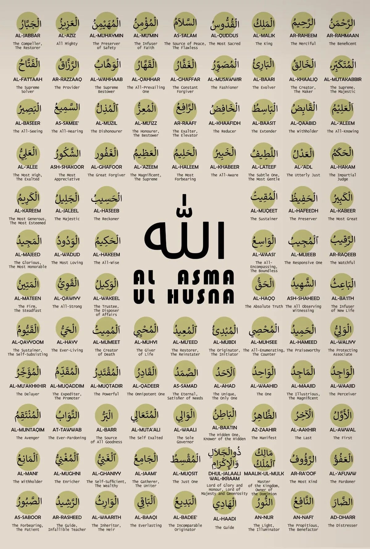 Retro Bauhaus Posters Islamic Prints Arabic Calligraphy Quran 99 Names of Allah Canvas Painting Wall Art Picture Home Room Decor