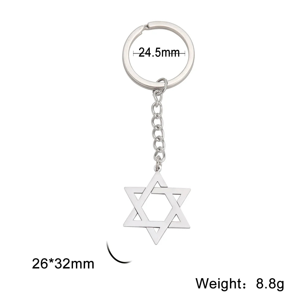 Lucktune Star Of David Hanukkah Menorah Keychain Stainless Steel Hexagram Candlestic Jewish Keyring Women Amulets Jewelry Gifts