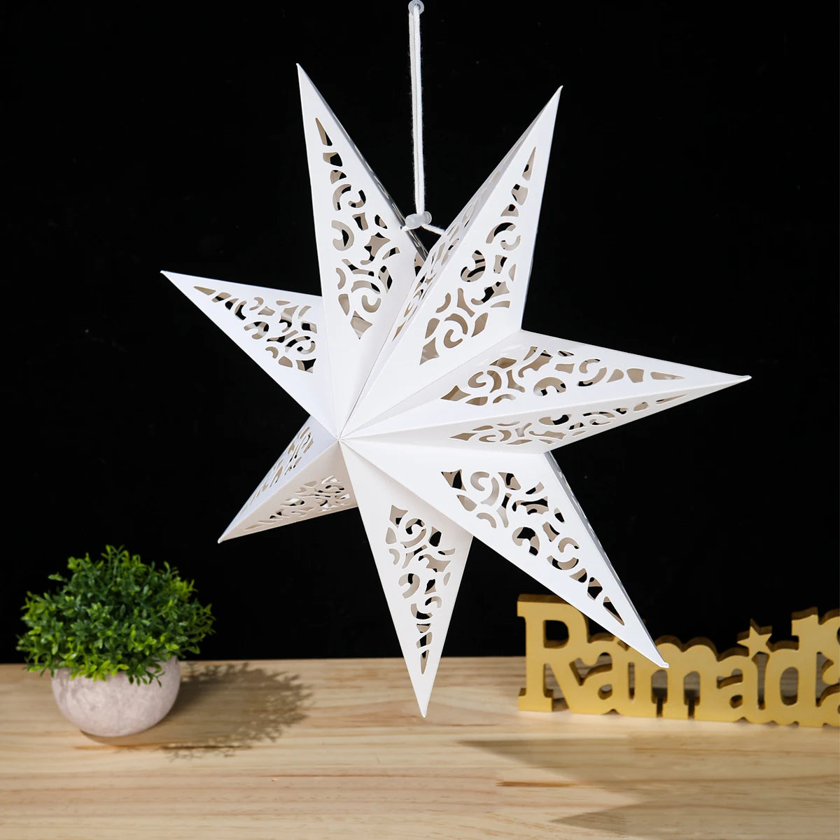 30-75cm Hollow Star Hanging Pendant Eid Mubarak Ramadan Decor 2025 Christmas Decor For Home Islamic Muslim Party Ramadan Kareem