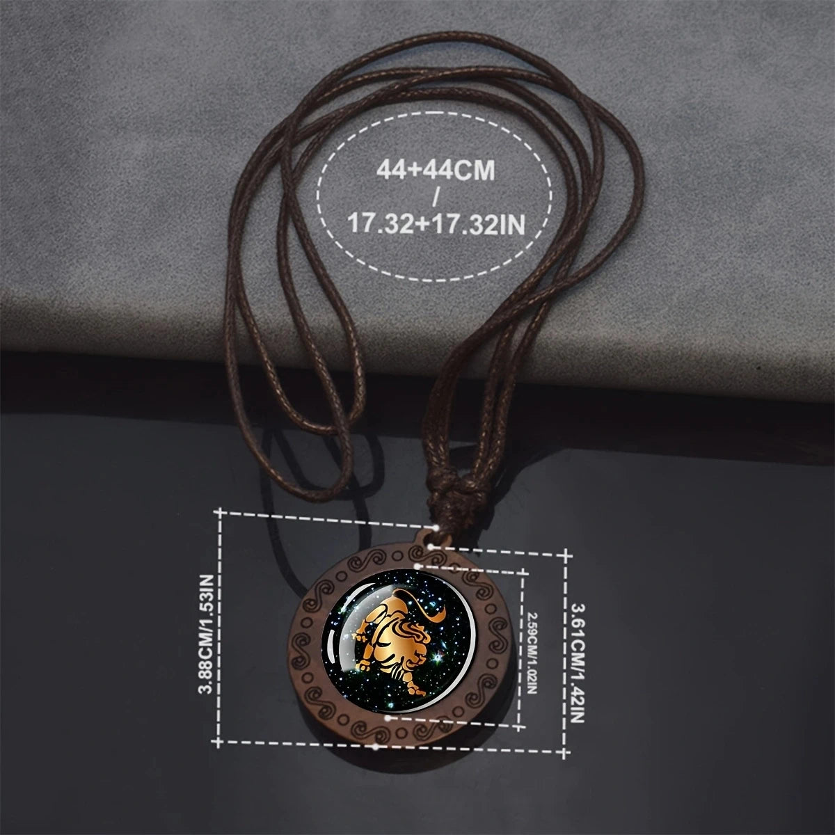 12 Zodiac Signs Rope Chain Necklace Aries Taurus Gemini Cancer Leo Virgo Libra Scorpio Constellation Necklace Wooden Pendant