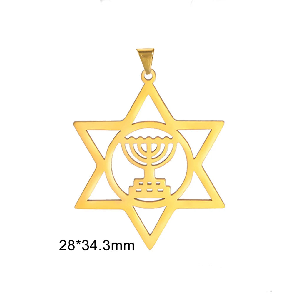 EUEAVAN 1pc Jewish Star of David Hexagram Pendant Stainless Steel Amulet Charms for Jewelry Making Necklace Supplies