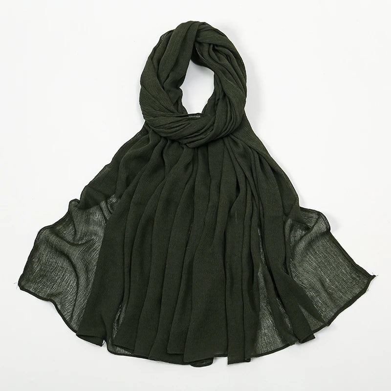 New Crinkle Rayon Hijab For Women Muslim Scarf Long Shawls Solid Islamic Turban Headband Heascarf Wraps Ramandan Headband