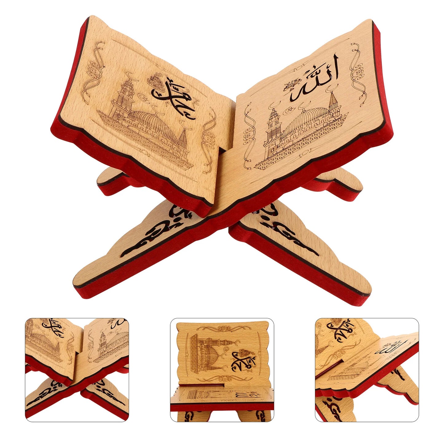 20Cm Quran Bookshelf Eid Bible Decorative Desktop ganizer Wooden Bookcase Storage Rack Design Home Decoration Gift For