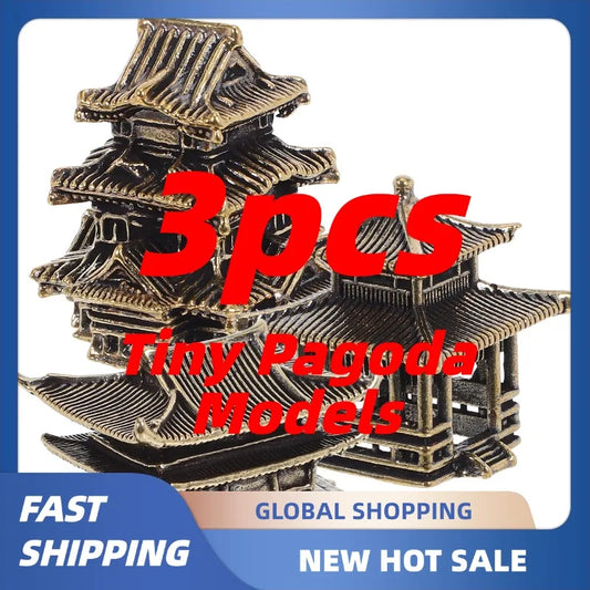 3pcs Brass Tiny Pagoda Model Zen Garden Decor Miniature Asian Ornaments For Aquarium Landscaping Japanese Style Lantern