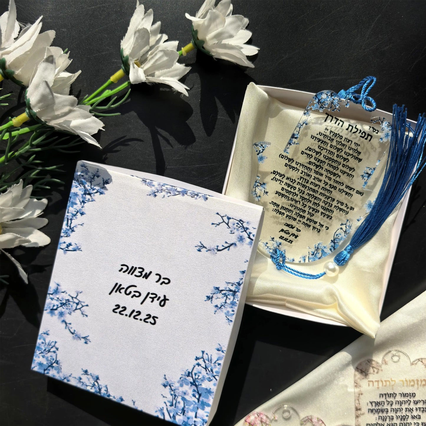 All Box Custom10pcs White Hanging Acrylic Prayer Cards,Hamsa Hebrew Card,Keychain Lyric A Hymn of Thanks Prayer,Wedding Souvenir