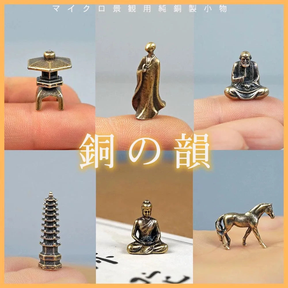 Micro Landscape Bronze Chinese Buddha Ancient Tea Ceremony Zen Moss Rockery Bonsai Sand Table Decorationfairy Garden Miniatures