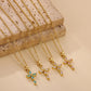Colorful Shiny Cubic Zirconia Cross Pendant Necklaces for Women Gold Color Delicate Fashion Collar Jewelry Gift