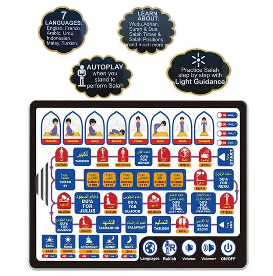 Islamic Tablet AL-Quran Belajar Solat Kit Salah Pray Pad for Muslim Kids Arab Islam Teach Prayer Learning Machine Earlier Toy