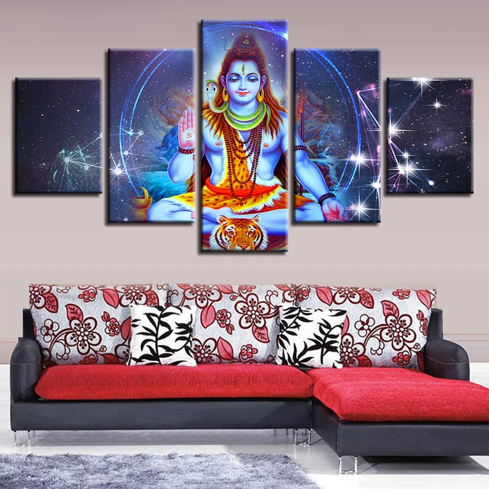 5 Pieces Hindu God Lord Shiva And Constellation Scenery Canvas Painting Posters and Prints Wall Art Pictures Home Decor No Frame