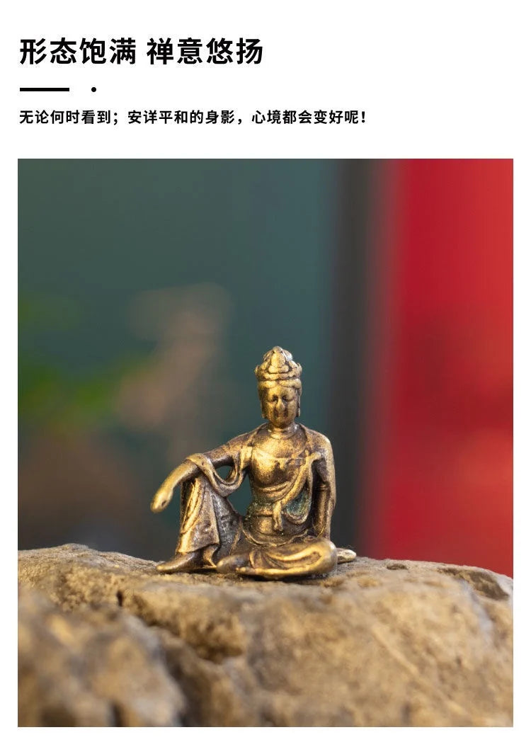 Micro Landscape Bronze Chinese Buddha Ancient Tea Ceremony Zen Moss Rockery Bonsai Sand Table Decorationfairy Garden Miniatures