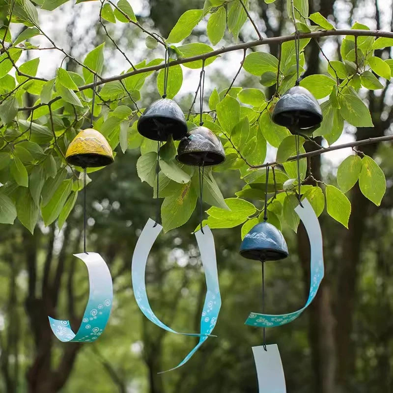 Japanese Wind Chimes Cast Iron Wind Bells Hanging Pendant Feng Shui Good Luck Temple Wind Bells Outdoor Home Garden Decoration