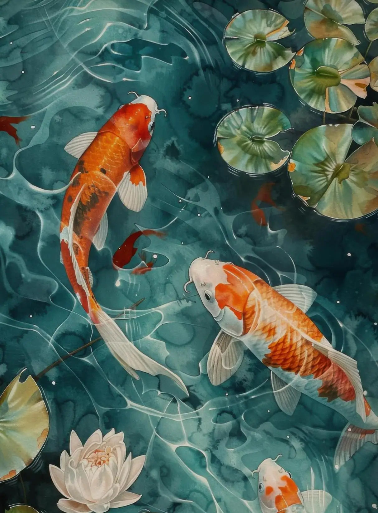 Asian Japanese Zen Tranquility Natural Aesthetics Koi Carp Art Poster Canvas Printing Living Room Bedroom Home Wall Decoration