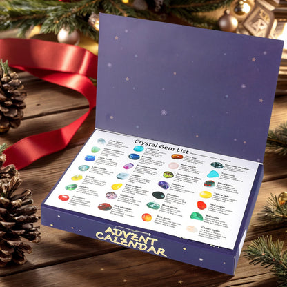 Christmas Advent Calendar Multi-Purpose Crystals Christmas Calendar Natural Healing Stone Calendar Christmas Countdown Gift