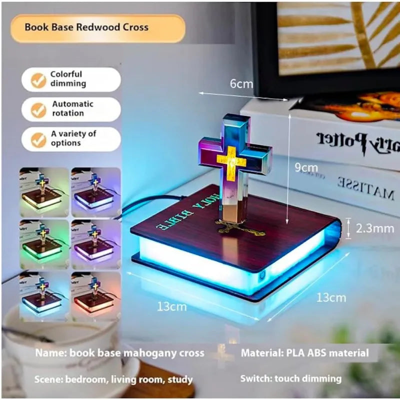 Levitating Cross Lamp Floating Jesus & Bible Night Light Magnetic Levitation Cross Ornament Glowing Cross Light Home Desk gift