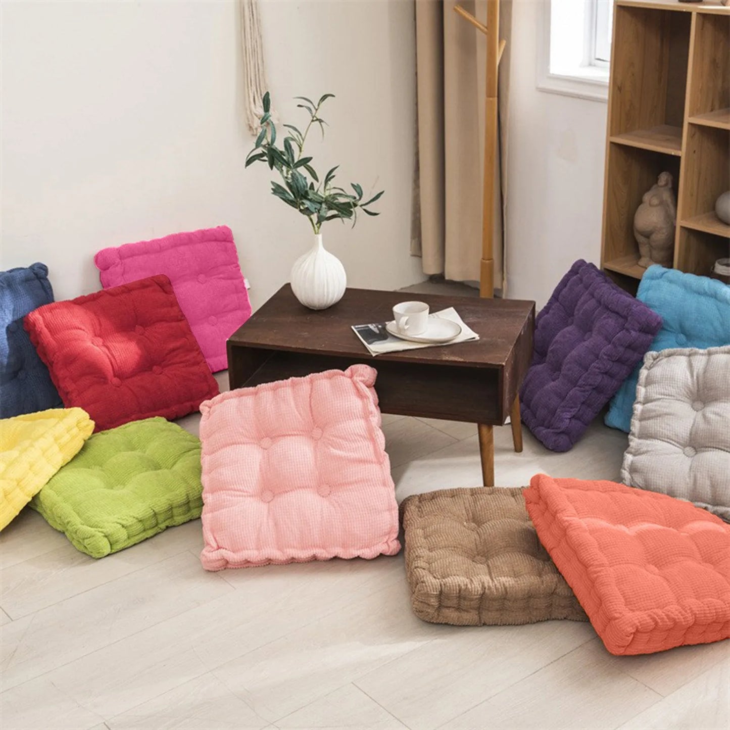 Meditation Floor Square Pillow For Seating On Floor Solid Tufted Thick Pad Cushion For Yoga Balcony Chair Seat Cushions